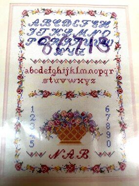 Elsa Williams Nancys Sampler Counted Cross-Stitch Kit Alphabet & Floral Design